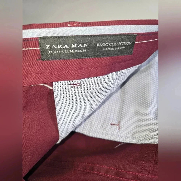 Zara Man Pants Size 34 Purple Cotton Stretch Made In Turkey Capris YGI N2-301 - Picture 5 of 12